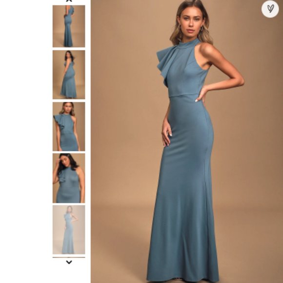 Lulus Dresses & Skirts - Lulu's Margaux Sleek Slate Blue Maxi Dress Sz. 1X
